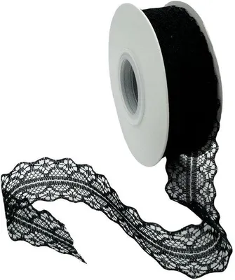 Produktbild von Spitzenbänder, Spitzen zum Nähen, Vintage-Spitzenbänder, breit, 3 cm, Bänder, Hochzeit, Spitzenverzierungen für DIY-Projekte, Hochzeit, Tischdekoration, Basteln, Geschenkband (45 m pro Rolle, schwarz)