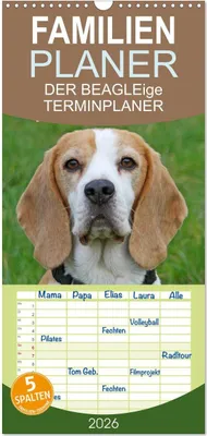 Produktbild von Familienplaner 2026 - DER BEAGLEige TERMINPLANER mit 5 Spalten (Wandkalender, 21 x 45 cm) CALVENDO