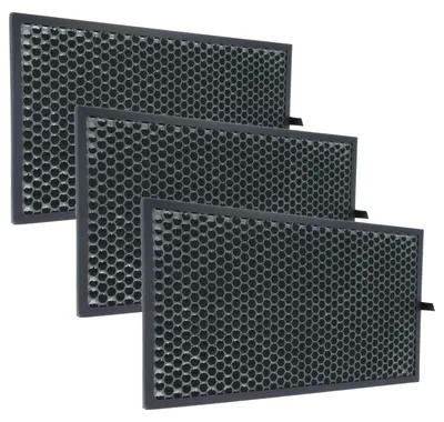 Produktbild von vhbw 3x Aktivkohlefilter kompatibel mit Sharp KC-D60EU-W, KC-G60EUW Luftreiniger - Luftfilter Schwarz