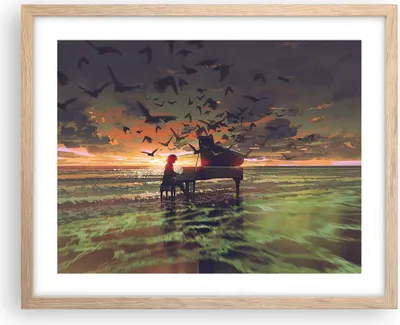 Produktbild von Gerahmtes Poster - Rahmen in heller Eiche - Klaviermusik - 50x40 cm - Wand Bild - Wanddeko - Wandbilder - Kunstposter - Wandposter - Bilderrahmen - Bilder - Kunstdruck - Wandbild - P2NAA50x40-3911