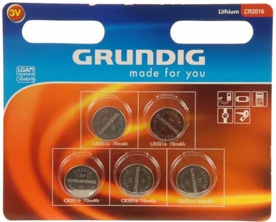 Image de Piles bouton Grundig Cr2016 70 Mah 5 pièces