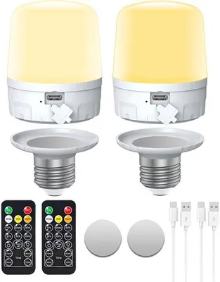 Produktbild von Dimmbarer LED-Lichtstrahler mit Fernbedienung, 2er-Pack, E26, USB-C, Dreifarben-DC