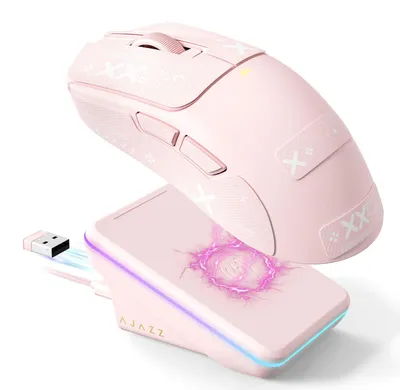 Produktbild von AJAZZ AJ200P Kabellose Gaming-Maus mit KI-Unterstützung & Ladestation – Rosa B