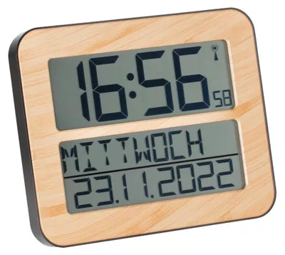 Produktbild von Digitale Funk-Wanduhr TimeLine Max TFA 60.4512, mit Weckfunktion, Wochentag und Datum
