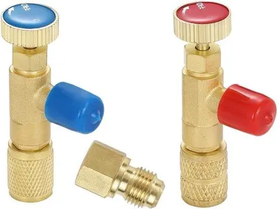 Immagine prodotto di Adattatore per valvole di climatizzatori per R12, R22 e R410 con valvola di sicurezza e controllo del flusso per componenti di climatizzatori