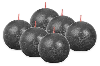 Produktbild von Bolsius Rustik Kugelkerze - Anthrazit - 6 Stück - Ø 7.6 cm - Dekorative Kerze -