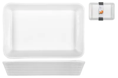 Produktbild von H&H Porzellan-Auflaufform, Farbe Weiß, rechteckig, 35 x 24 cm, 1117h/r