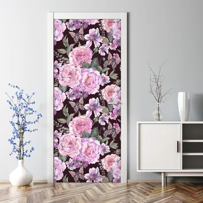 Produktbild von Dekorative Türposter Aufkleber Türsticker selbstklebend Klebefolie Schmetterling rosa 77 x 200 cm