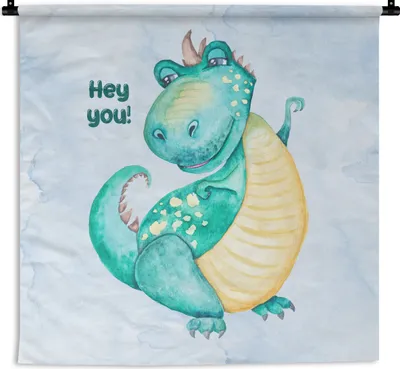 Produktbild von MuchoWow® Wandteppich Wandbehang Dinosaurier - Zitate - Kinderzimmer - Jungen - Mädchen - Kinder 150x150 cm Tapisserie Dekoration Wandtuch - Wohnaccessoires - Modernes