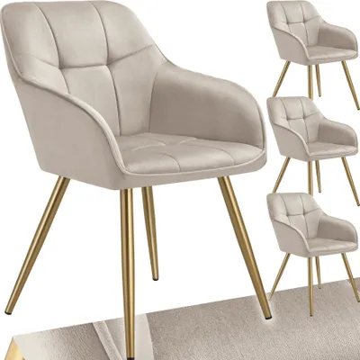 Produktbild von tectake® Esszimmerstuhl Marilyn gepolstert, in Samtoptik, gesteppt 58 x 62 x 82 cm