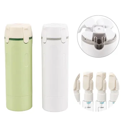 Produktbild von 4in1 Reiseflasche Set 2 Stück, Shampoo Spender Flasche 120ml, Nachfüllbare Kosmetikflasche für Urlaub, Flugreise & Camping