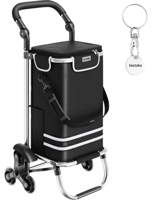Obrázek produktu pro Skládací nákupní vozík tectake 3 v 1 s chladicí taškou, 56 l, nosnost 30 kg, hliníkový nákupní vozík, taška přes rameno, ruční vozík, rozměry 46 x 36 x 100 cm