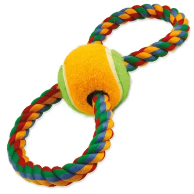 Obrázok produktu pre Preťahovanie lanom DOG FANTASY osem farieb + tenisová loptička 25 cm