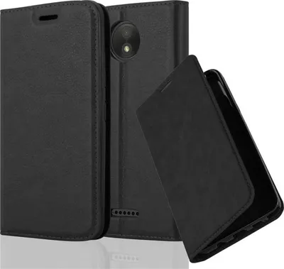 Immagine prodotto di Cadorabo Custodia per Motorola MOTO C PLUS Custodia protettiva in nero Custodia per cellulare Custodia Cover Chiusura magnetica