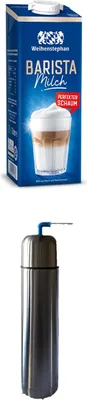 Produktbild von Weihenstephan Barista Milch 3% Fett, haltbare Vollmilch mit Drehverschluss 1l, Milch + Thermo Milch Cooler