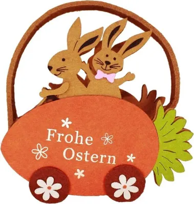 Produktbild von HAAC Deko Filzkorb Frohe Ostern Osterkorb Osternest Hase Hasenpaar m Henkel 18cm