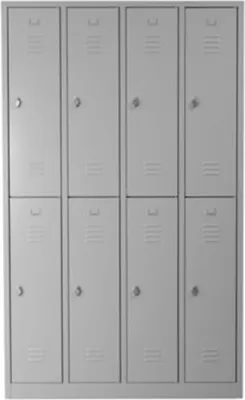 Produktbild von Garderobenspind Camel | 8-Fächer| HxBxT 195x117x50 cm | Vorhängeschloss | Grau