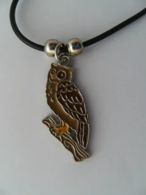 Produktbild von Kette Eule, Modeschmuck Anhänger emailliert, Eulen Uhu Greifvogel Vogel Vögel Tier Tiere