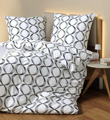 Produktbild von Janine Design Mako-Satin-Bettwäsche-Garnitur 87112 J. D. Farbe weiß grau Größe 200x220+2x80x80