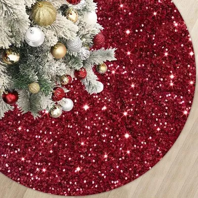 Image de Petite couverture brillante pour sapin de Noël, 122 cm