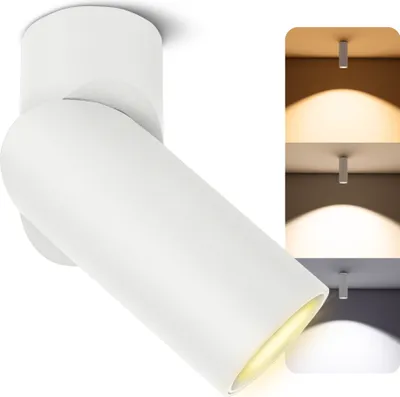 Produktbild von SSC-LUXon TOBI-L Aufputz Strahler Wand Decke mit LED GU10 5W Lichtfarbe warmweiß + neutralweiß + kaltweiß - Spotlight Lampe schwenkbar