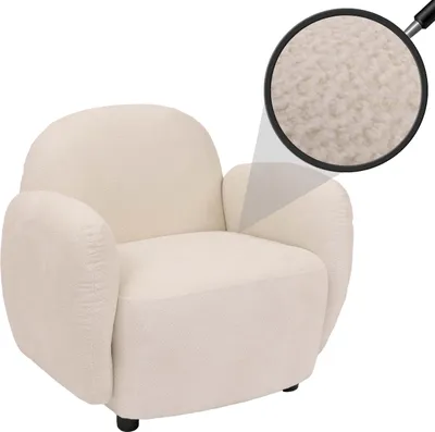 Immagine prodotto di Poltrona HWC-P33, poltrona lounge/relax/cocktail Poltrona imbottita, tessuto/ceniglia tessile (330 g/m²) Oeko-Tex ~ crema