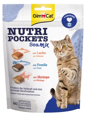 Produktbild von GimCat Nutri Pockets Sea Mix, Katzensnack, 150g Beutel