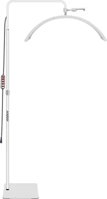Produktbild von Andoer HD-M6XR 36 W Boden-LED-Videoleuchte, halbmondfoermiges Fuelllicht, dimmbar mit 5600 K Weisslicht und rotem Licht, 186 cm Metall-Lichtstativ, Telefonhalter, Fernbedienung fuer Schoenheitssalon, Make-up, Live-Streaming, Nachttischlampe
