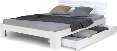 Produktbild von Homestyle4u Holzbett 140x200 mit Schubladen Weiß Doppelbett mit Lattenrost Bettkasten