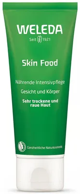 Zdjęcie produktu dla Weleda Skin Food, Krem, Unisex, Odżywiający, Zmiękczający, Skóra sucha, Szorstka skóra, 75 ml, Olejek migdałowy, Rumiankowy, Gliceryna, Olej słonecznikowy, Rozmaryn, Aksamitka, Viola tricolor...