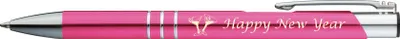 Produktbild von 10 Kugelschreiber mit Gravur "Happy New Year" / aus Metall / Farbe: pink