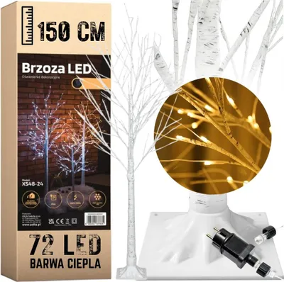 Zdjęcie produktu dla Brzoza led drzewko świąteczne święta boże narodzenie 150 cm 72 diody Ciepła