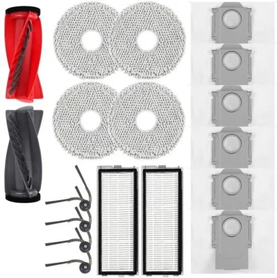 Image de Accessoires pour aspirateurs Roborock - 2 brosses principales, 2 filtres HEPA, 6 sacs à poussière, 4 chiffons de nettoyage, 4 brosses latérales