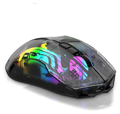 Image de BM530 Souris sans fil Bluetooth à trois modes, transparente, RVB, recharge lumineuse, souris de jeu e-sport filaire, noire