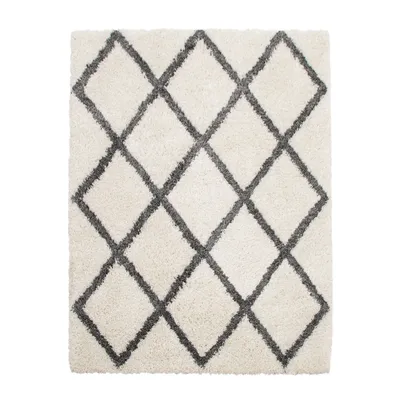 Produktbild von TT Home Wohnzimmer Teppich Hochflor Langflor Plüschig Rauten Optik Skandi Design Modern Größe 120x160 cm