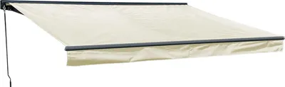 Image de Store banne SAULE 3,95 × 3m avec semi-coffre - Toile beige et structure grise