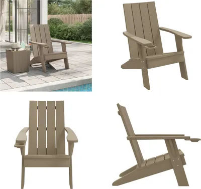 Image de vidaXL Chaise de jardin Adirondack Marron clair 75x88,5x89,5 cm Polypropylène - Chaise de jardin Adirondack - Chaises de jardin Adirondack - Chaise d'extérieur