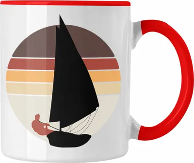 Produktbild von Trendation - Windsurfer Tasse Geschenk Sonnenuntergang Retro Geschenkidee für Windsurfer (Rot)