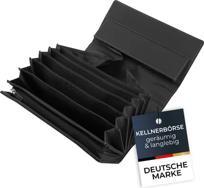 Produktbild von Kellnerbörse mit Magnetverschluss | HMF Kellner Geldbörse 19x11x4,5 cm | Schwarz
