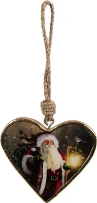 Obrázok produktu pre Clayre & Eef Vianočná visačka 13x2x13 cm červené drevo Father Christmas