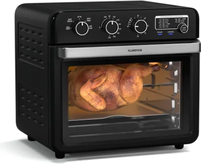 Image de Klarstein AirGlaze Friteuse Air Fryer – 34 L, 2000 W, 9 Programmes, Friteuse Sans Huile, Fenêtre Panoramique, Rôtissoire Et Ensemble D'Accessoires Inclus, Noire
