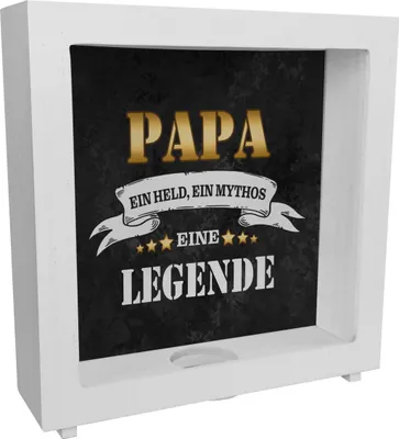 Produktbild von Papa ein Held ein Mythos eine Legende Rahmen Spardose aus Holz