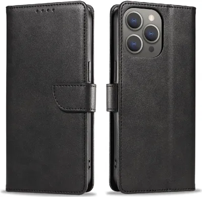 Image de Étui en cuir pour Iphone 16 Pro - Noir