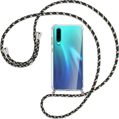 Produktbild von Handykette Backcover-Schutzhülle mit Band (Metall silberfarben) für Huawei P30 - camouflage