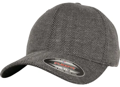 Produktbild von Heringbone Melange Flexfit Cap,black/heather grey,S/M