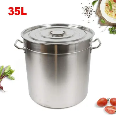 Image de Marmite à soupe 35 L  Casserole en acier inoxydable avec couvercle  Marmite polyvalente  Batterie de cuisine  Marmite