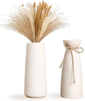 Produktbild von Famanu Vase für Pampasgras - Keramisches Vasen-Set, Weiß, Matt, Modern