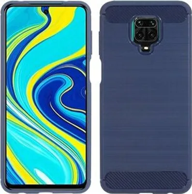 Produktbild von Silikon Hülle Bumper Carbon kompatibel mit XIAOMI REDMI NOTE 9 PRO MAX Case TPU Soft Handyhülle Cover Schutzhülle Blau