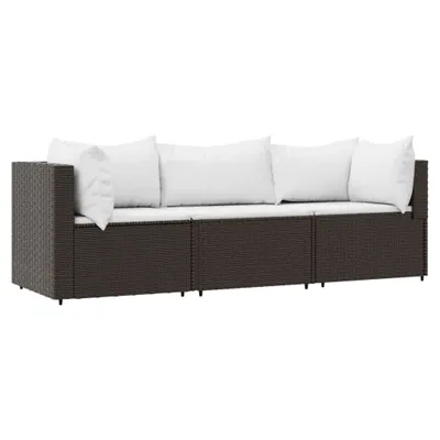Obrázok produktu pre vidaXL 3-dielna záhradná súprava s vankúšmi Brown Poly Rattan