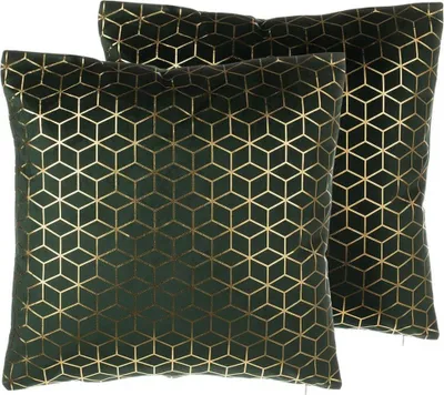 Produktbild von BELIANI Dekokissen Grün 2er Set Polsterbezug Samt Struktur 45 x 45 cm Netzmuster Wohnzimmer Salon Schlafzimmer